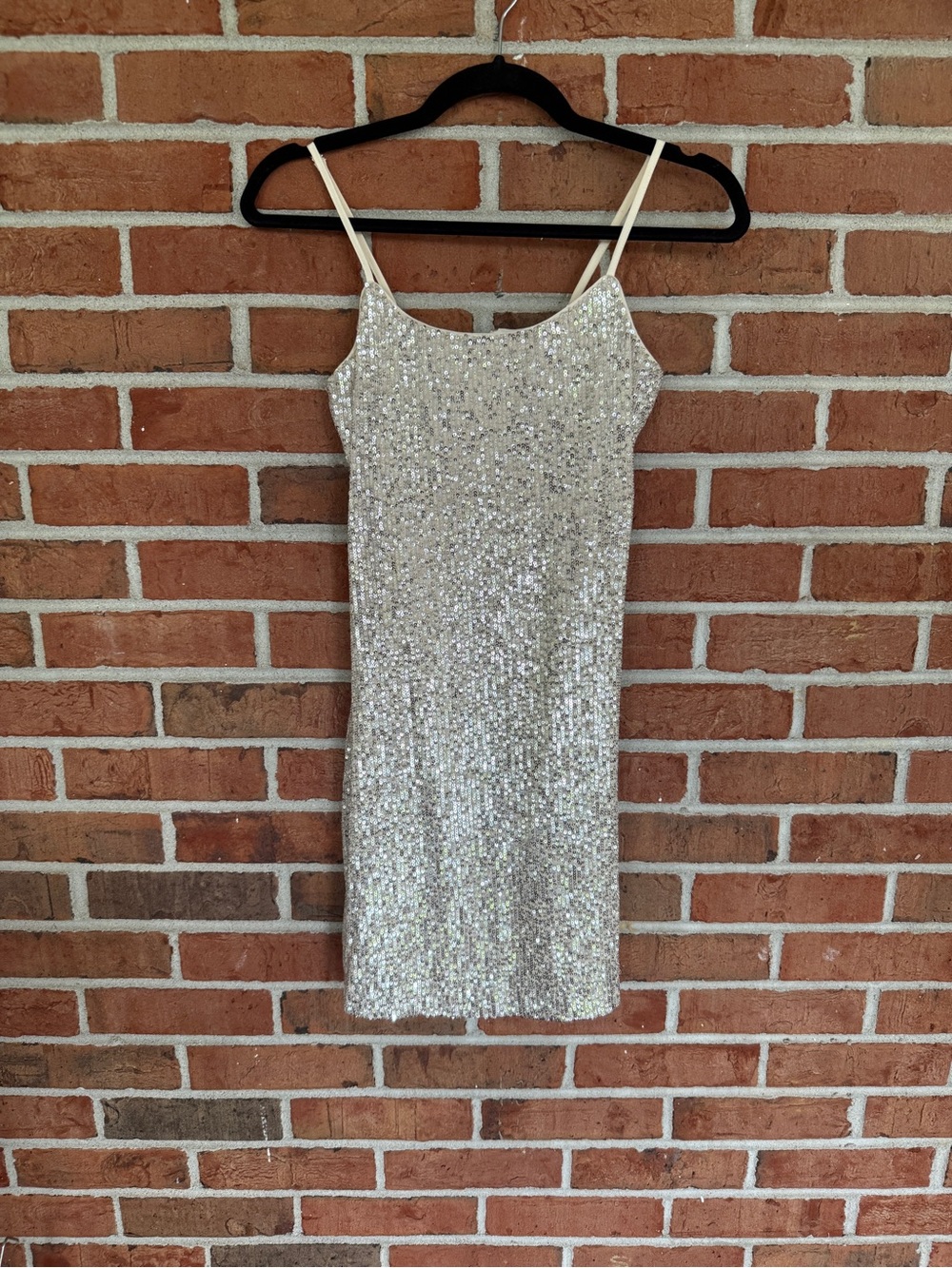 Gianni Bini Silver Sequin Mini Slip Dress
